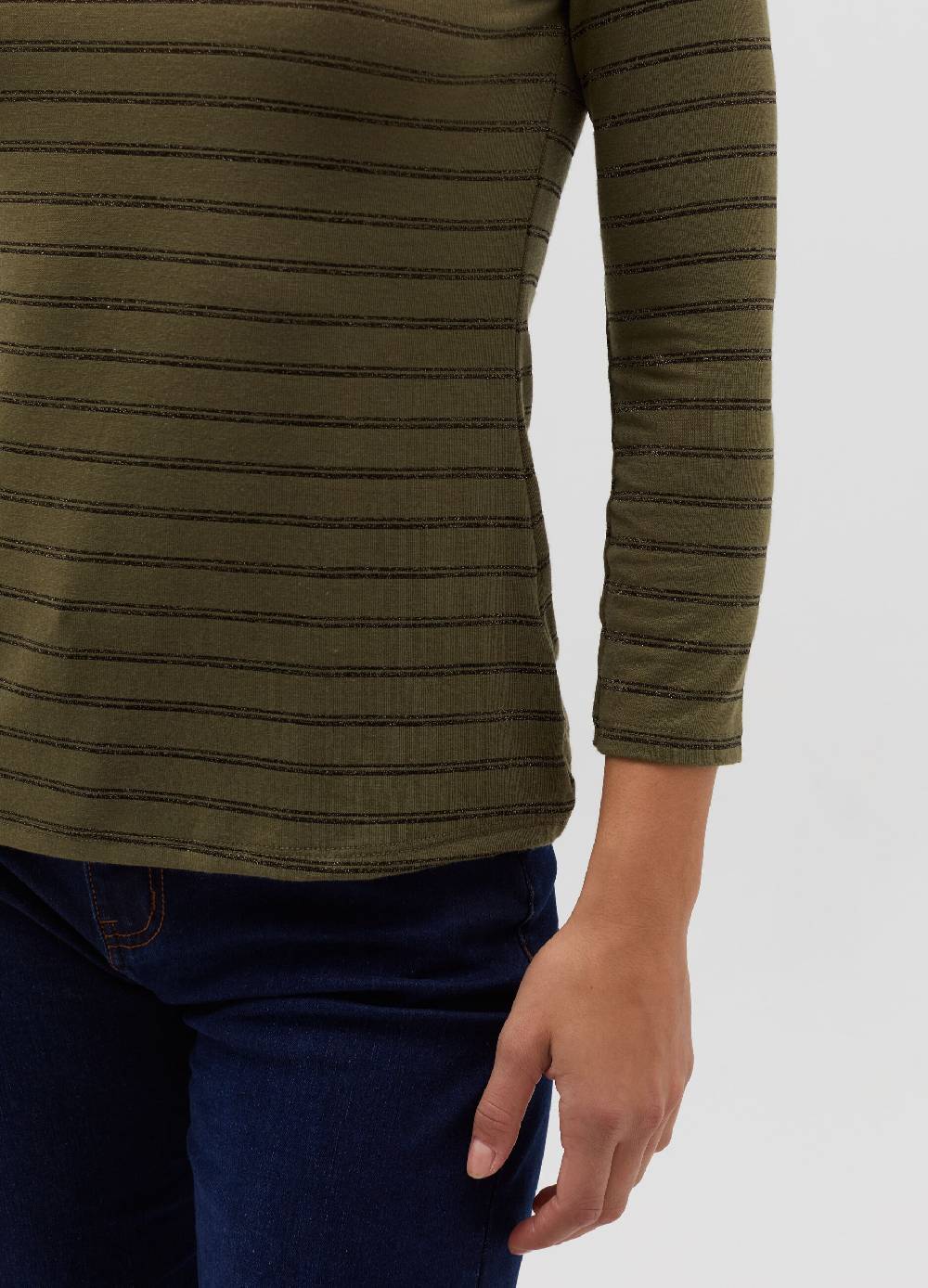 HYBRID T-shirt a righe in lurex maniche a tre quarti Offerta