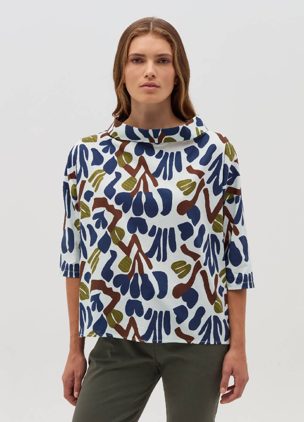 HYBRID Blusa in cotone stretch floreale Offerte