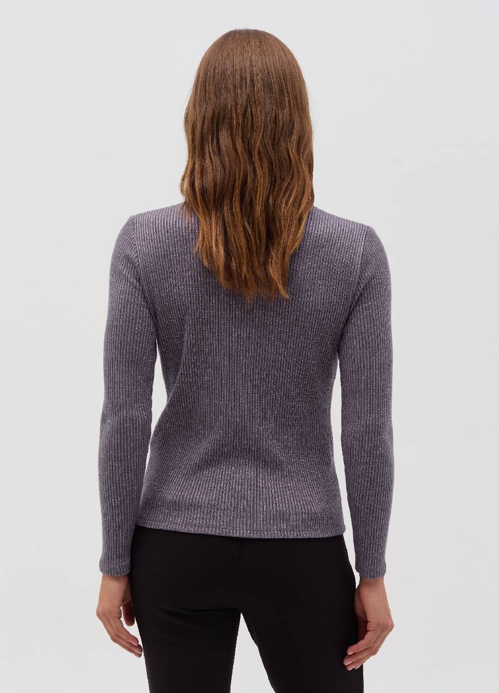 OVS T-shirt in lurex a maniche lunghe con collo alto Vendita Calda