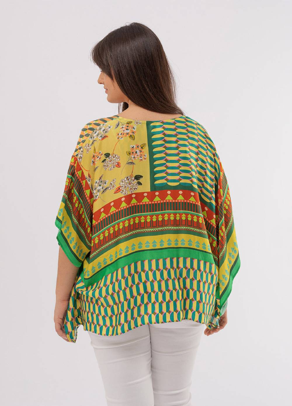 OCTOBER Poncho con anello stampa multicolore Curvy Vendita Economica