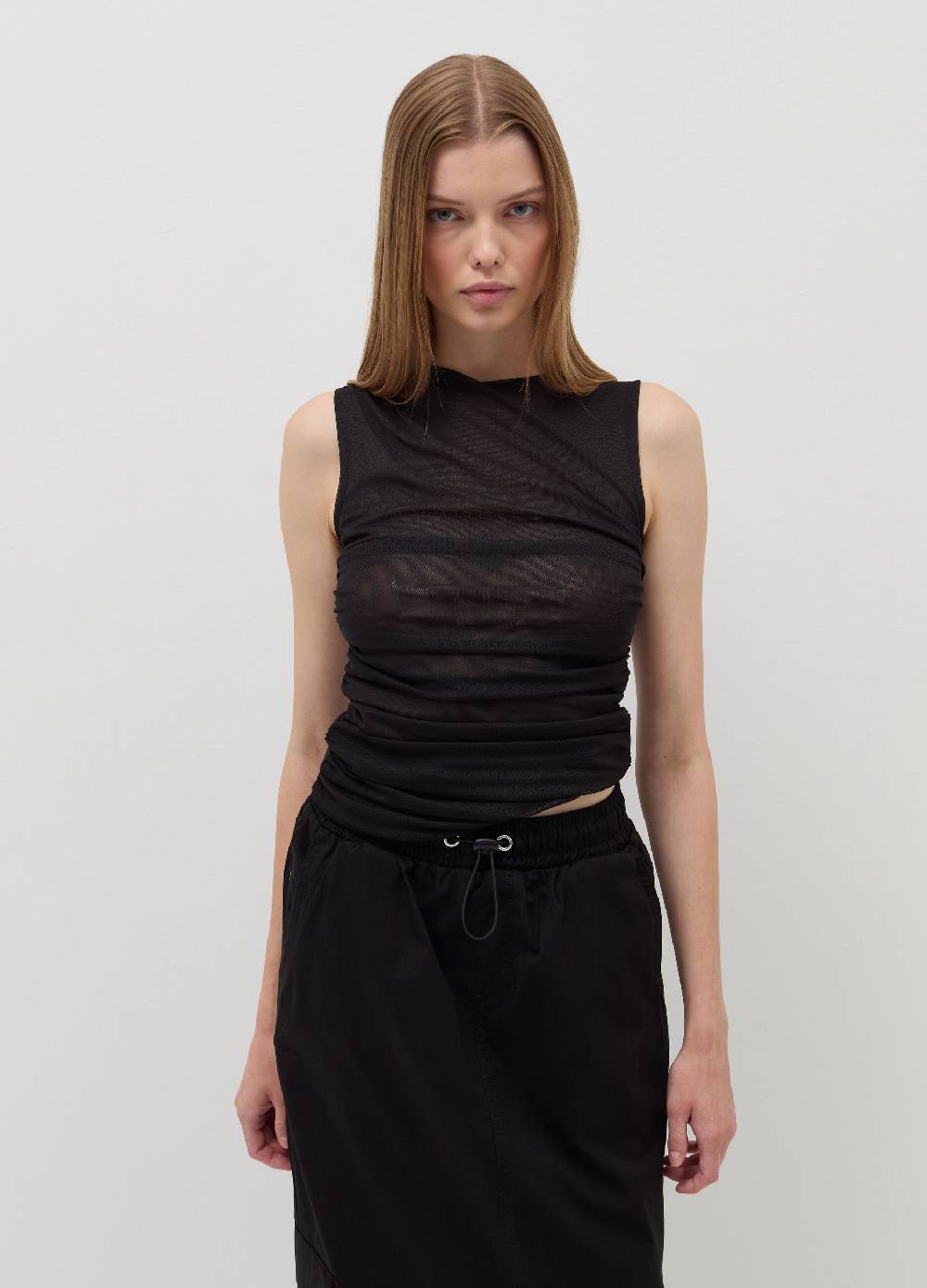 B. ANGEL Top in mesh con arricciatura Spedizione gratuita