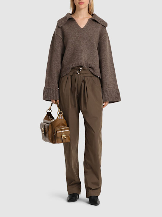 Luisaviaroma Celia high rise cotton blend wide pants Promozione