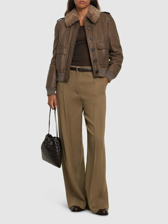 Luisaviaroma Giacca in pelle con collo in pelliccia Spedizione Gratuita