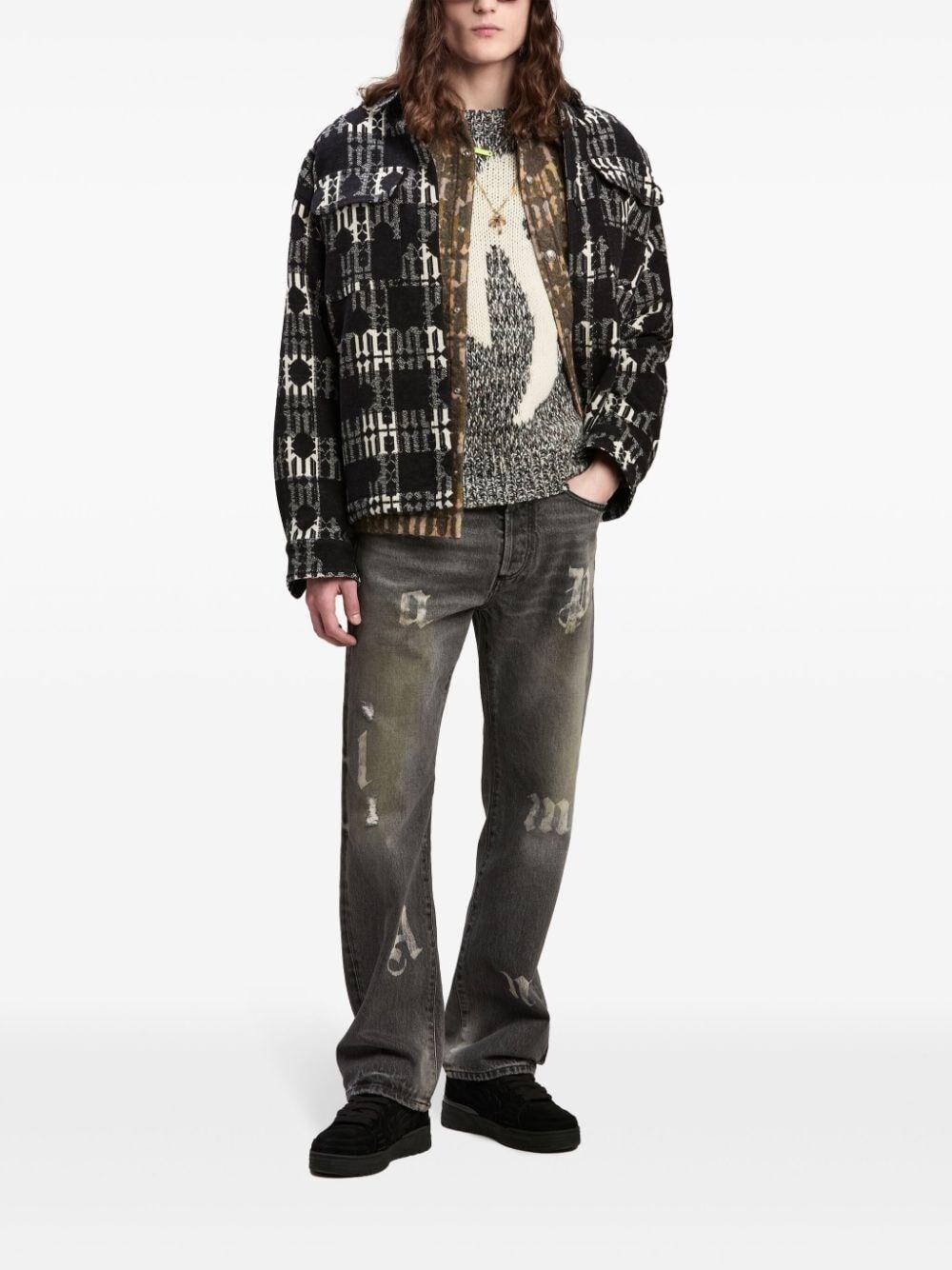 Palm angels `BW Logo Patch` 5-Pocket Jeans Moda