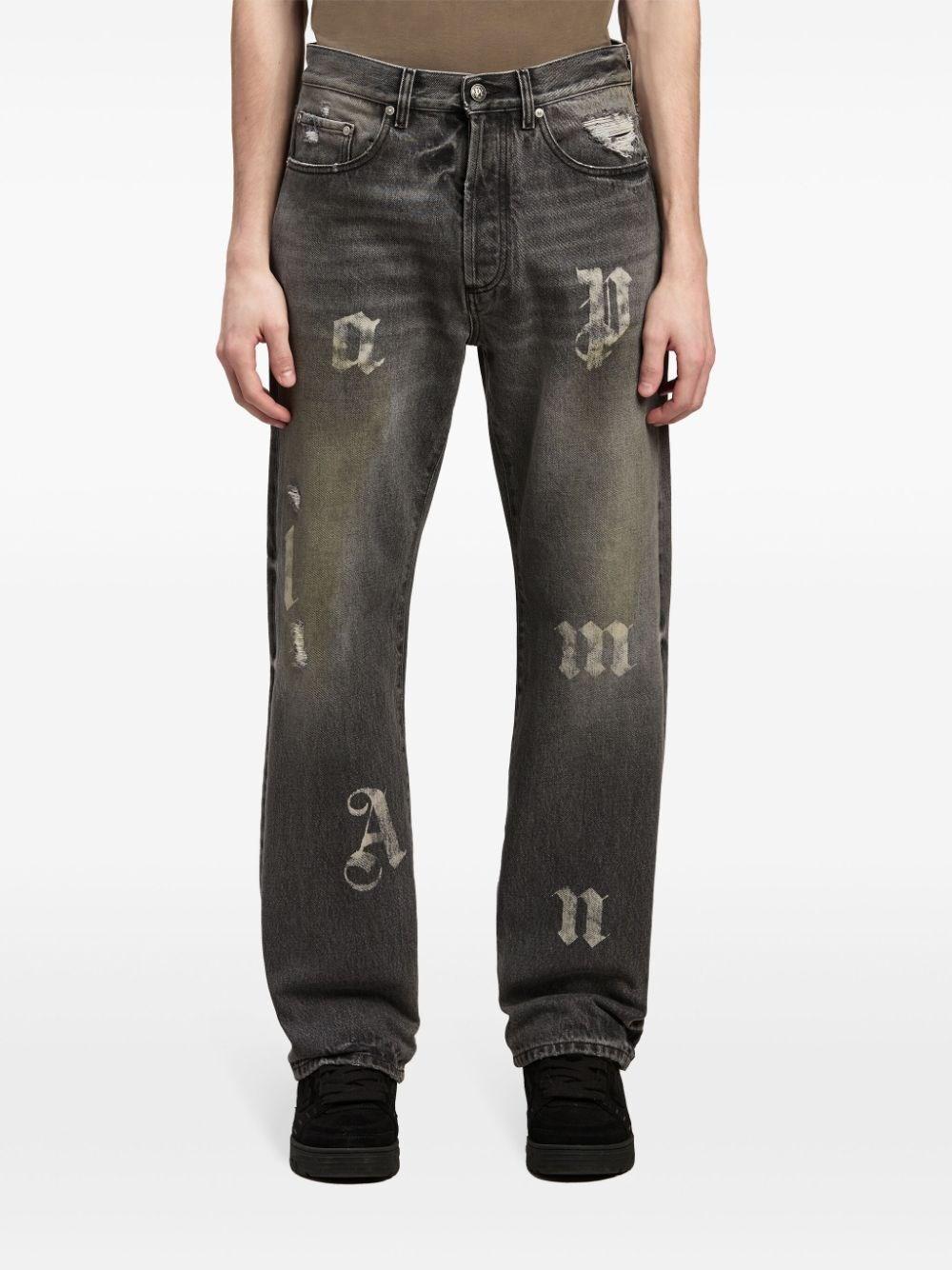 Palm angels `BW Logo Patch` 5-Pocket Jeans Moda