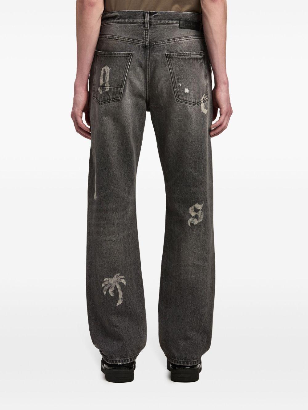 Palm angels `BW Logo Patch` 5-Pocket Jeans Moda