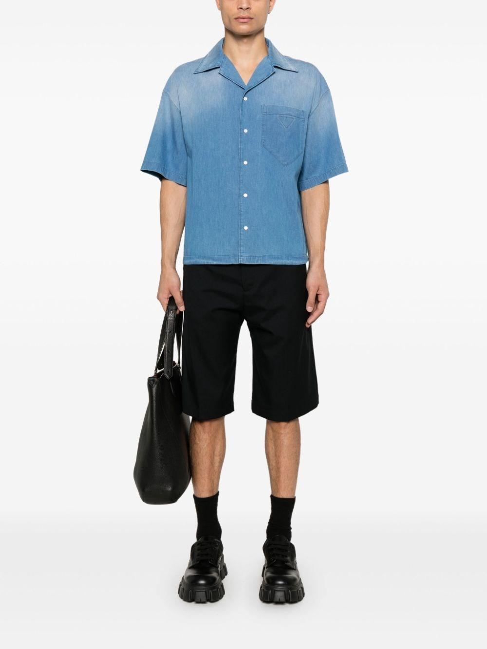 Prada Light Denim Short Sleeve Shirt Spedizione gratuita