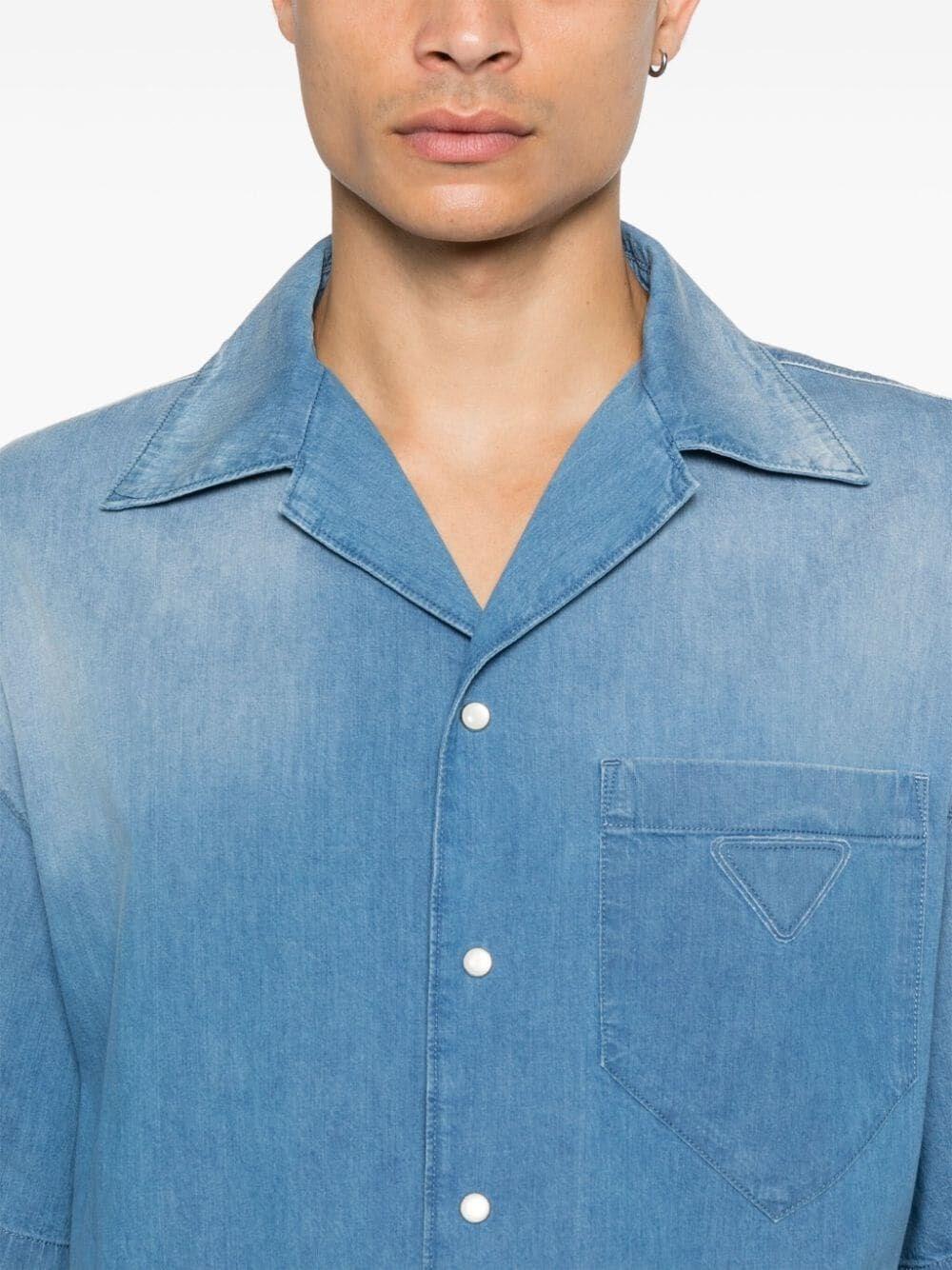 Prada Light Denim Short Sleeve Shirt Spedizione gratuita