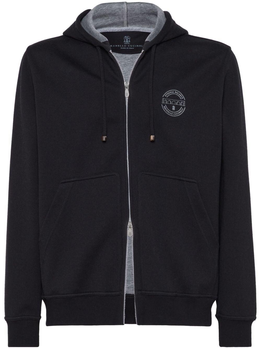 Brunello cucinelli Hooded Sweatshirt With Zipper And Print Outlet