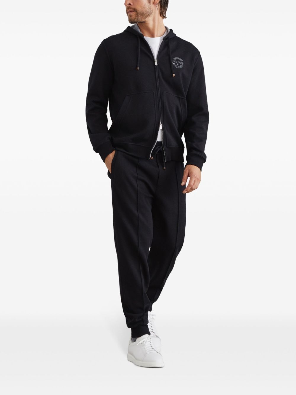 Brunello cucinelli Hooded Sweatshirt With Zipper And Print Outlet