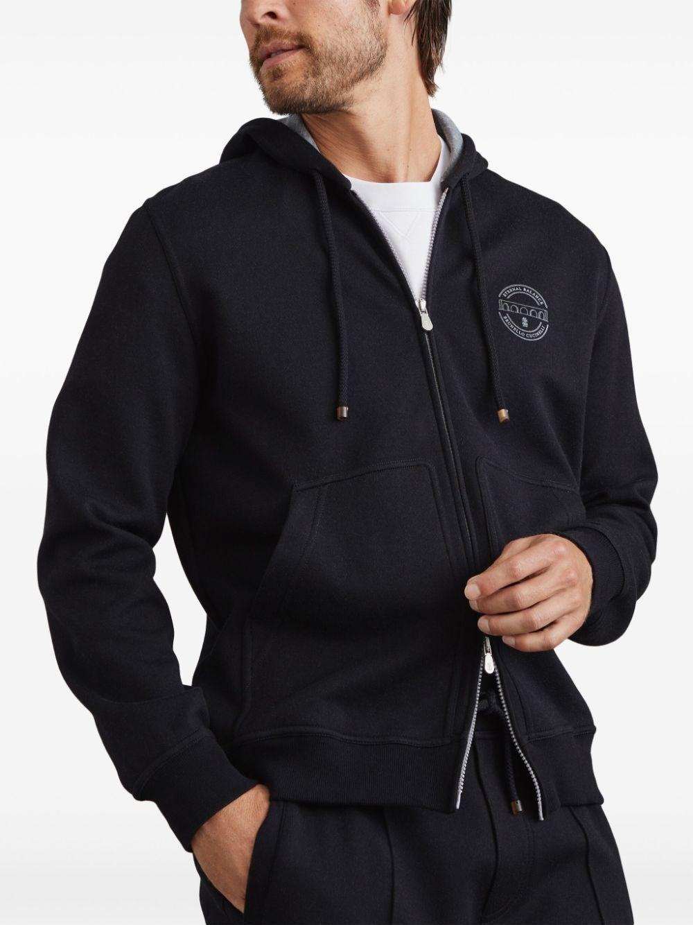 Brunello cucinelli Hooded Sweatshirt With Zipper And Print Outlet