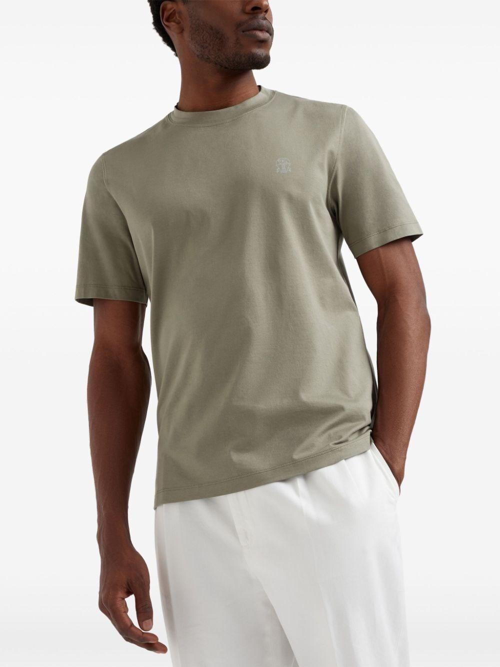 Brunello cucinelli Crew-Neck T-Shirt With Printed Logo Offerte
