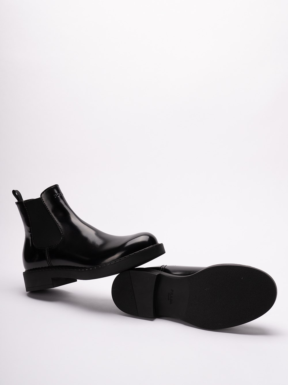 Prada Brushed Leather Chelsea Boots In Linea