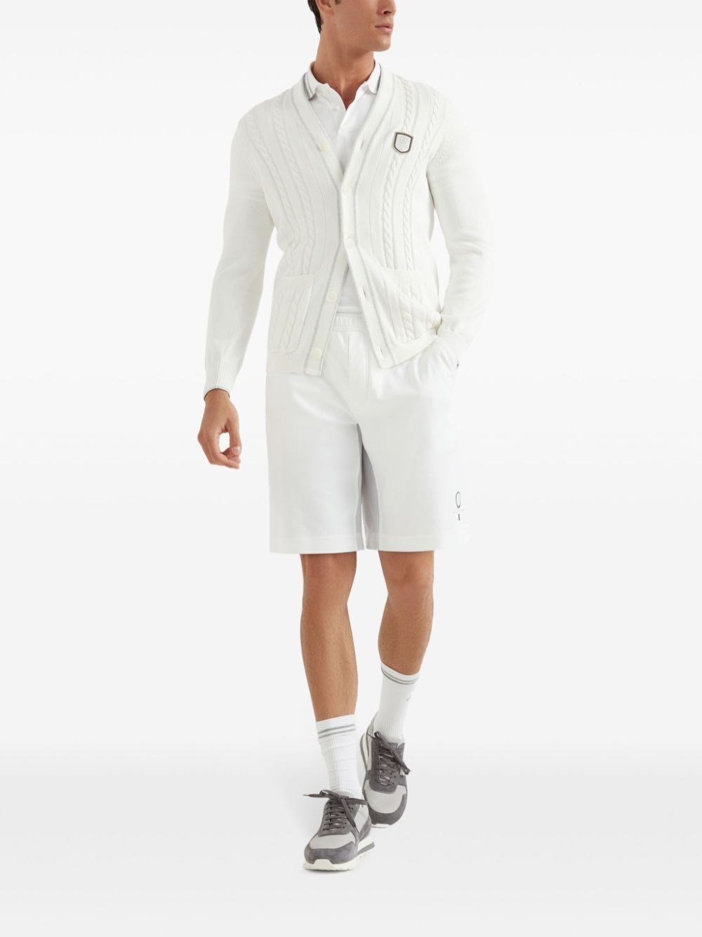 Brunello cucinelli Knit Cardigan With Tennis Badge Pezzi Unici