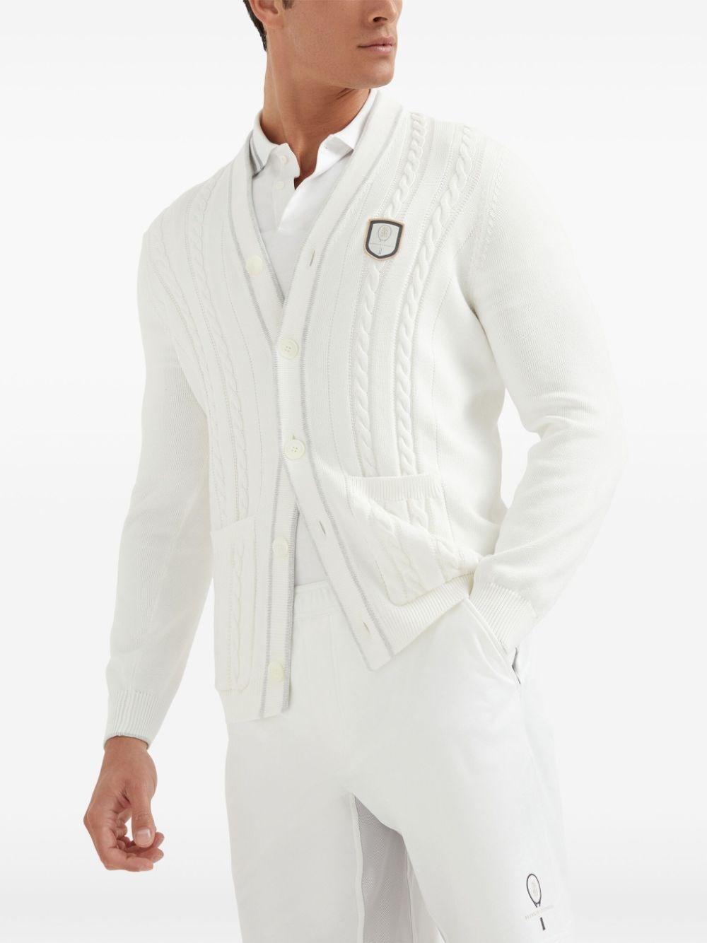 Brunello cucinelli Knit Cardigan With Tennis Badge Pezzi Unici