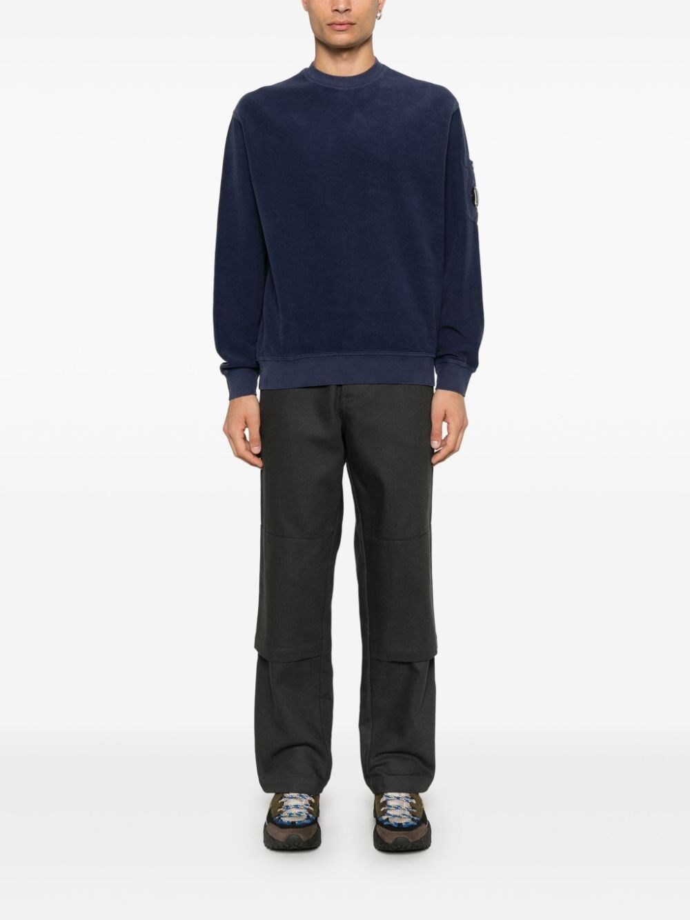 C.p. company `Brushed Emerized Diagonal Fleece` Crew-Neck Sweatshirt Promozione Limitata