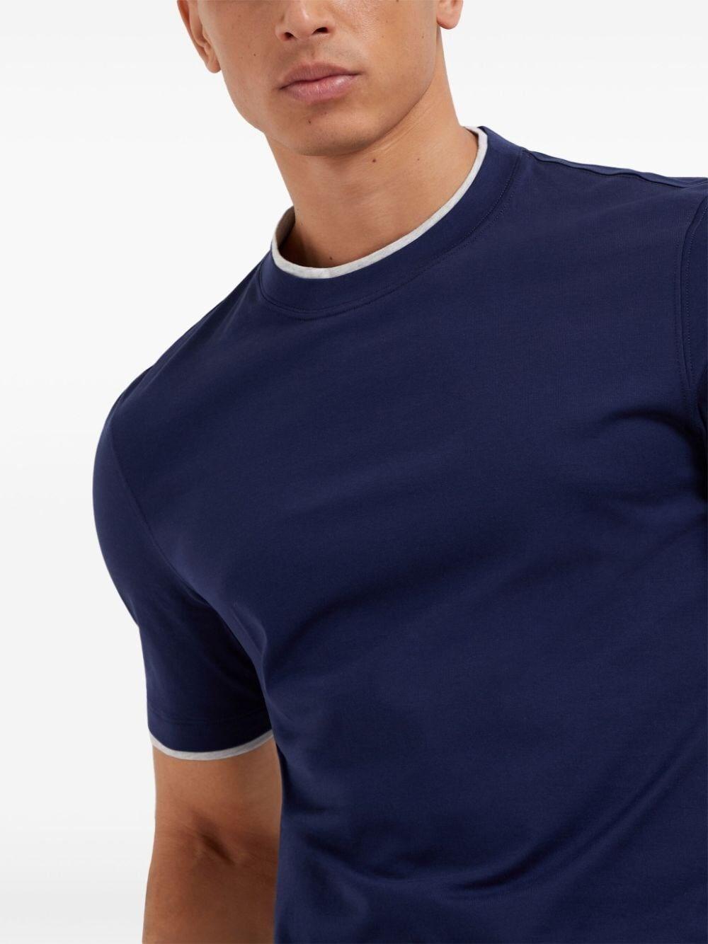 Brunello cucinelli Crew-Neck T-Shirt With Faux-Layering Fino Al -60%