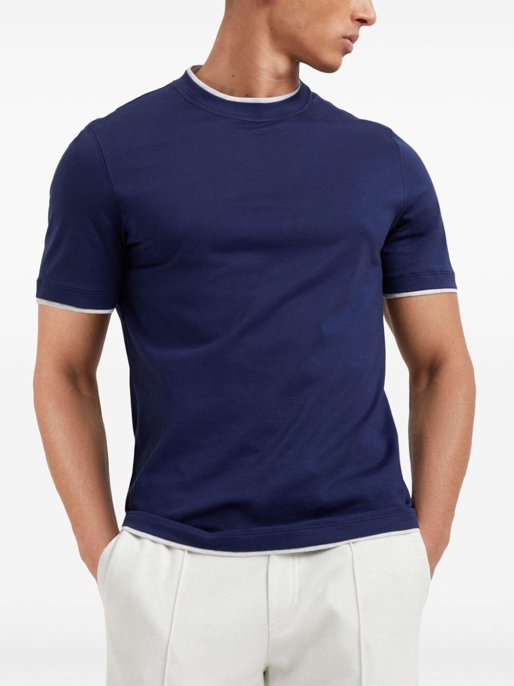 Brunello cucinelli Crew-Neck T-Shirt With Faux-Layering Fino Al -60%