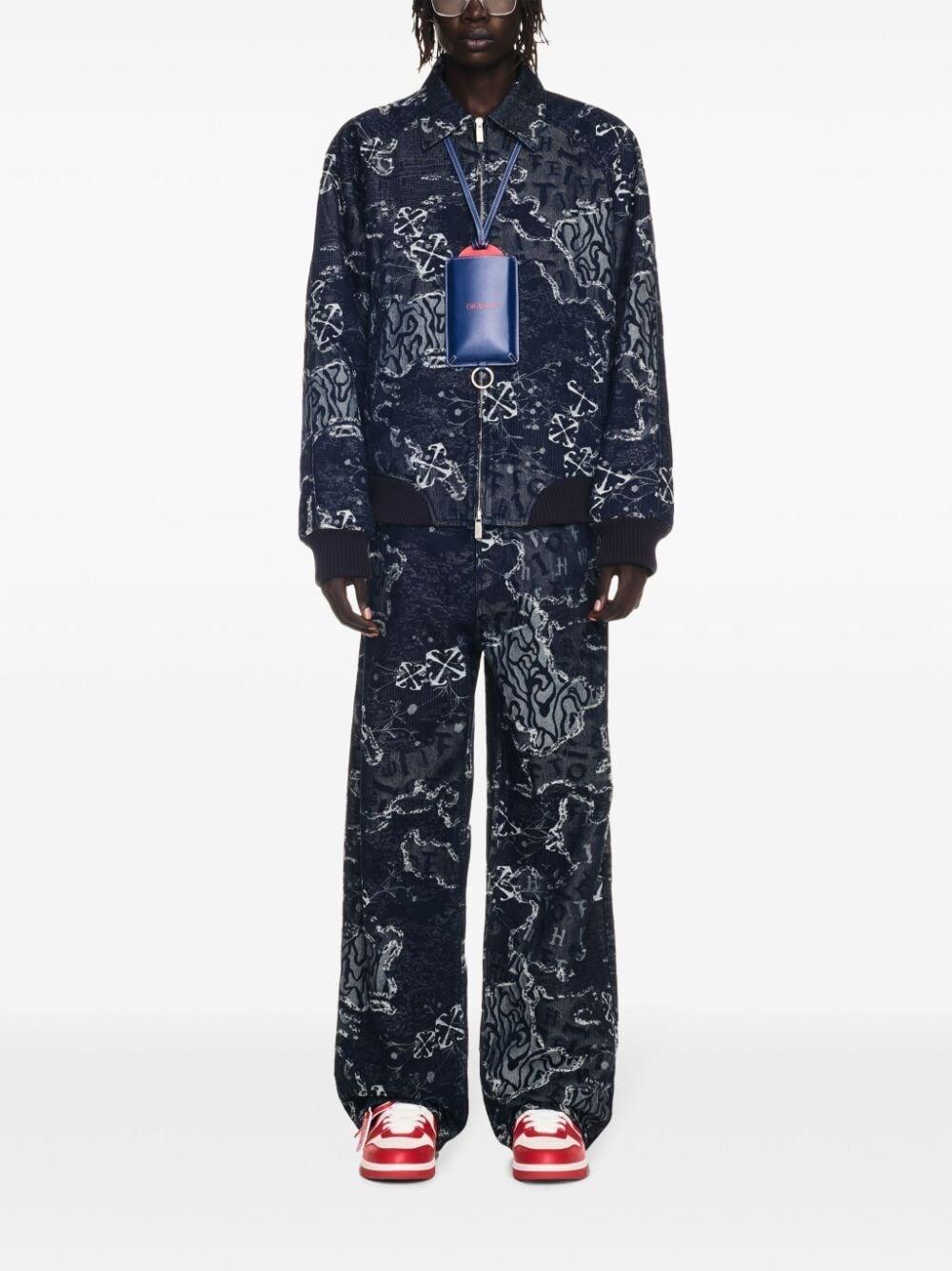 Off white `Camo` Denim Bomber Jacket Vendita