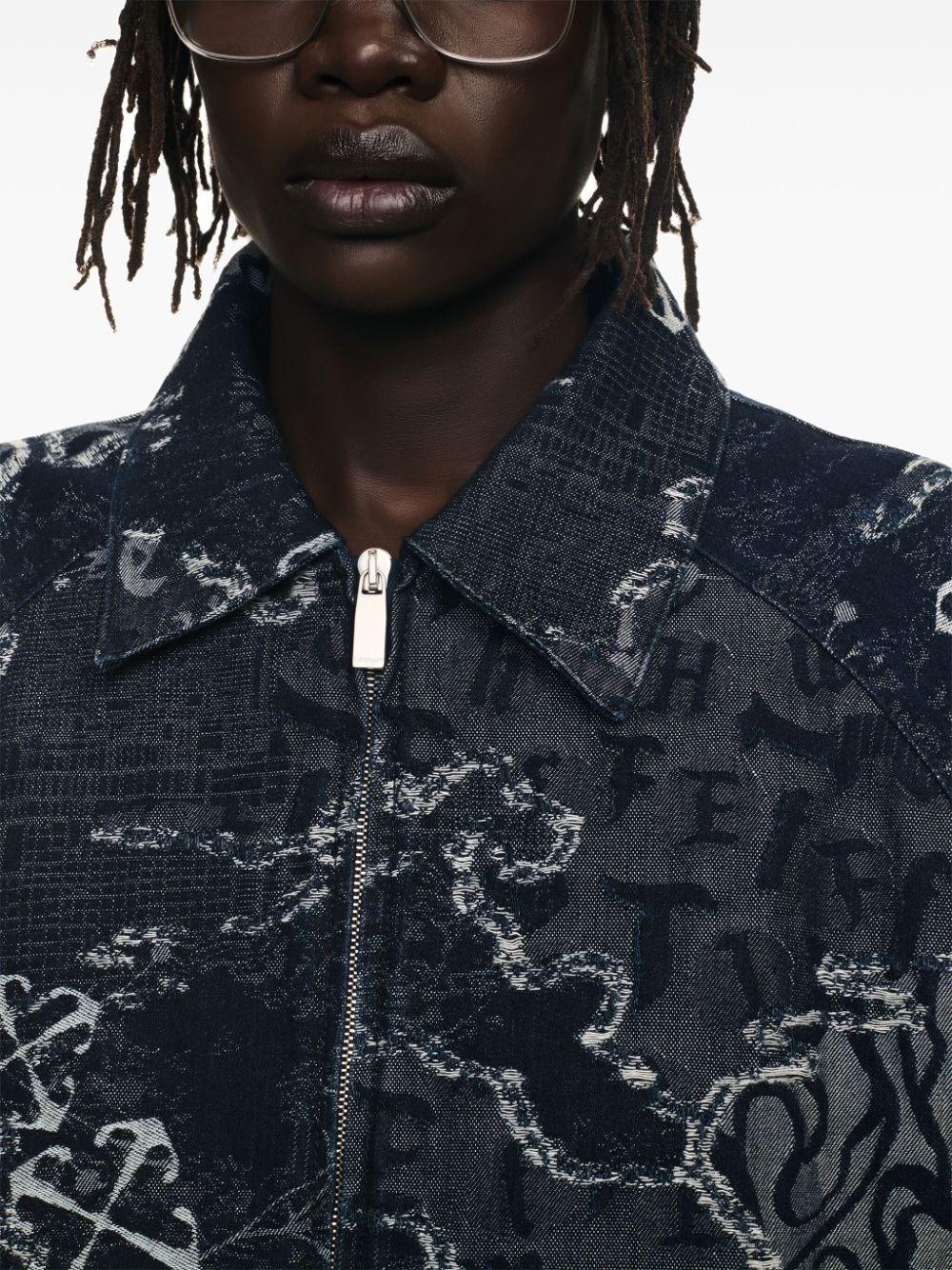Off white `Camo` Denim Bomber Jacket Vendita