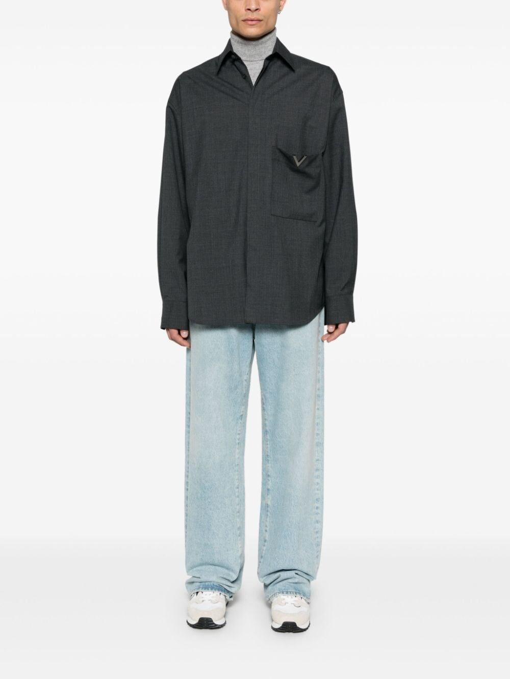 Valentino garavani `V Detail` Long Sleeve Shirt Moda