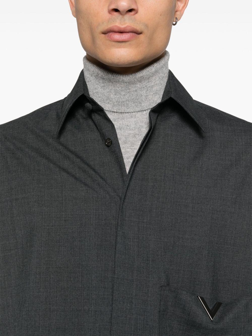 Valentino garavani `V Detail` Long Sleeve Shirt Moda