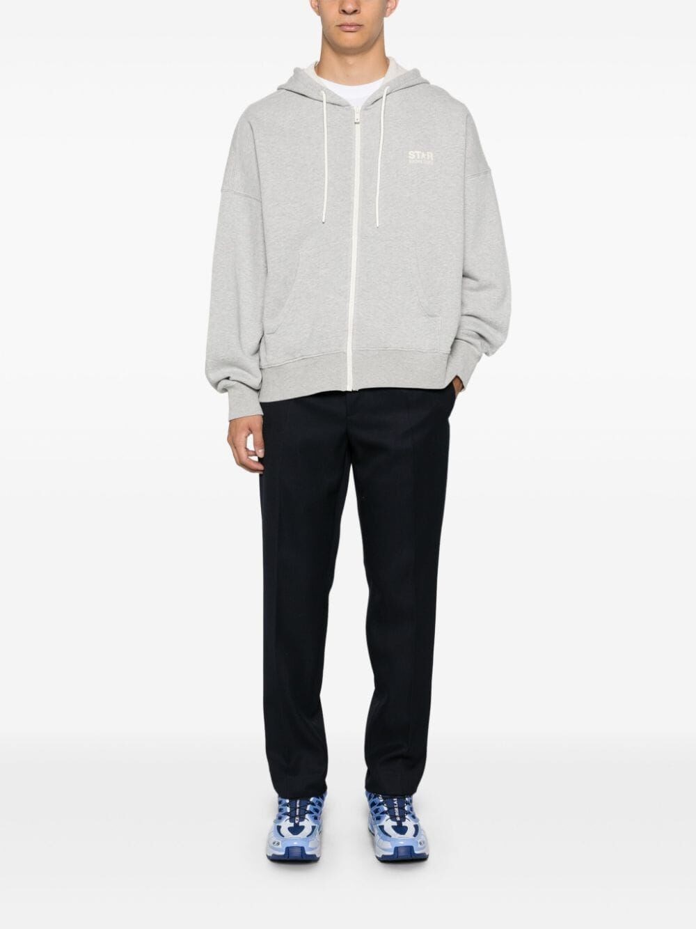 Golden goose `Star` Zipped Hoodie Logo Printed Saldi Di Fabbrica