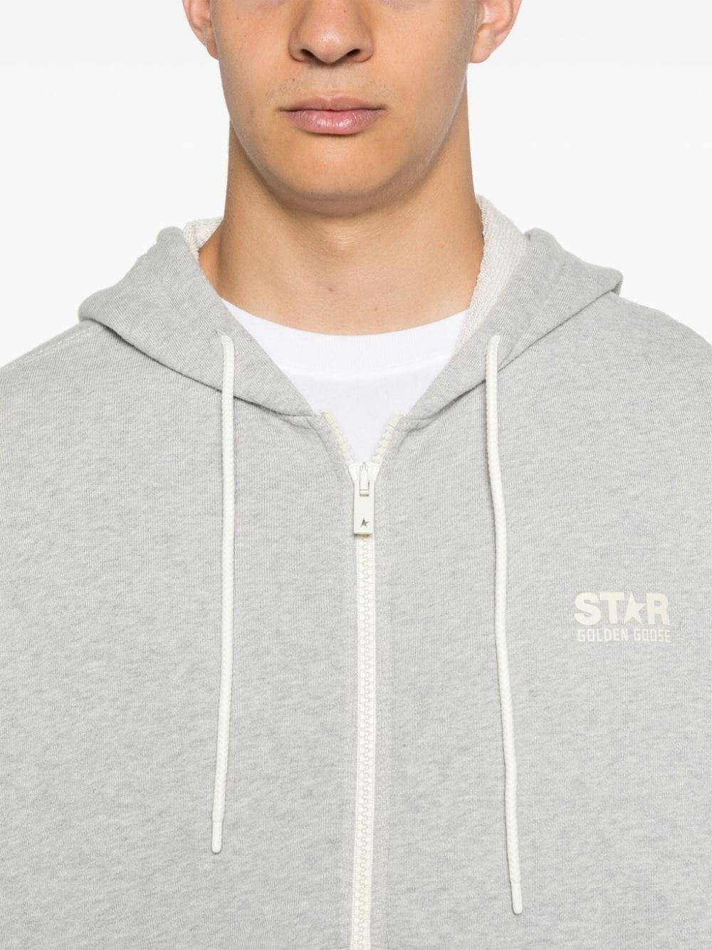 Golden goose `Star` Zipped Hoodie Logo Printed Saldi Di Fabbrica
