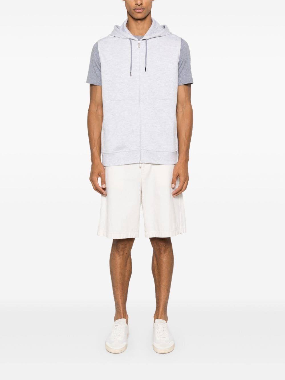Brunello cucinelli Sleeveless Sweatshirt With Zipper And Hood In Linea