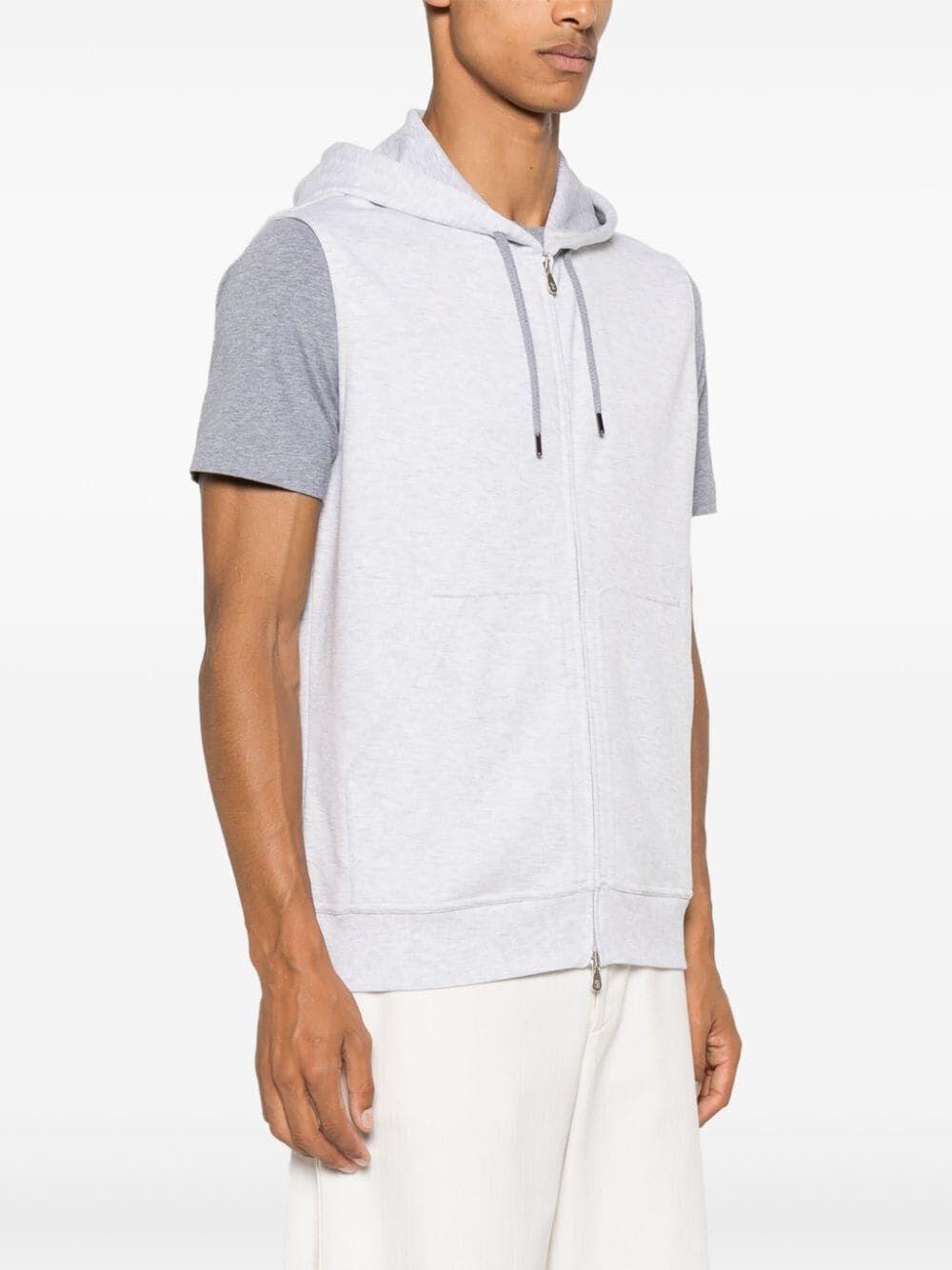 Brunello cucinelli Sleeveless Sweatshirt With Zipper And Hood In Linea