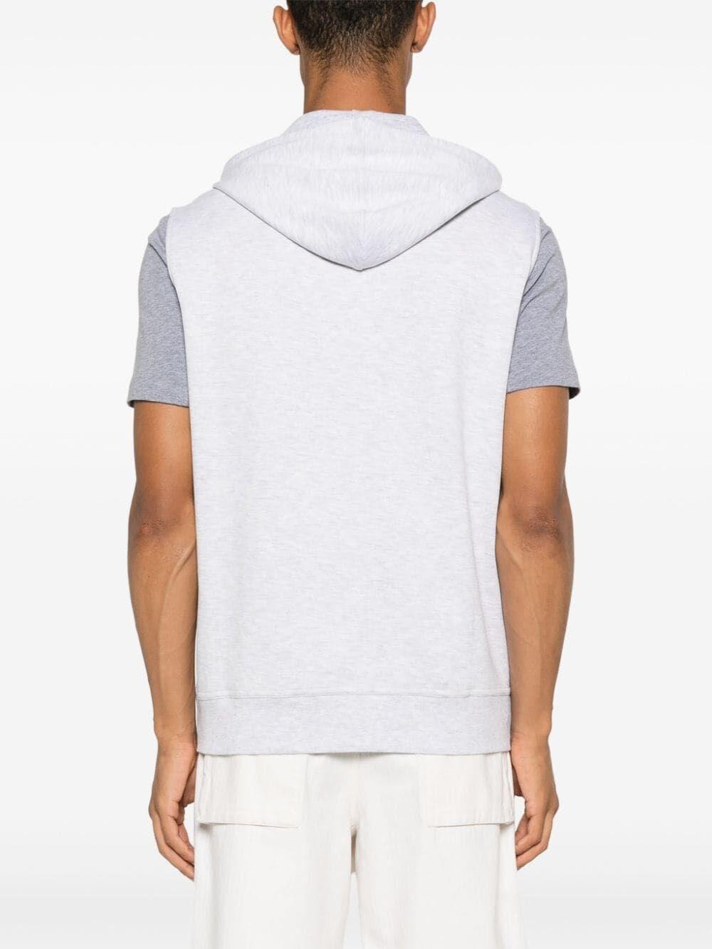 Brunello cucinelli Sleeveless Sweatshirt With Zipper And Hood In Linea