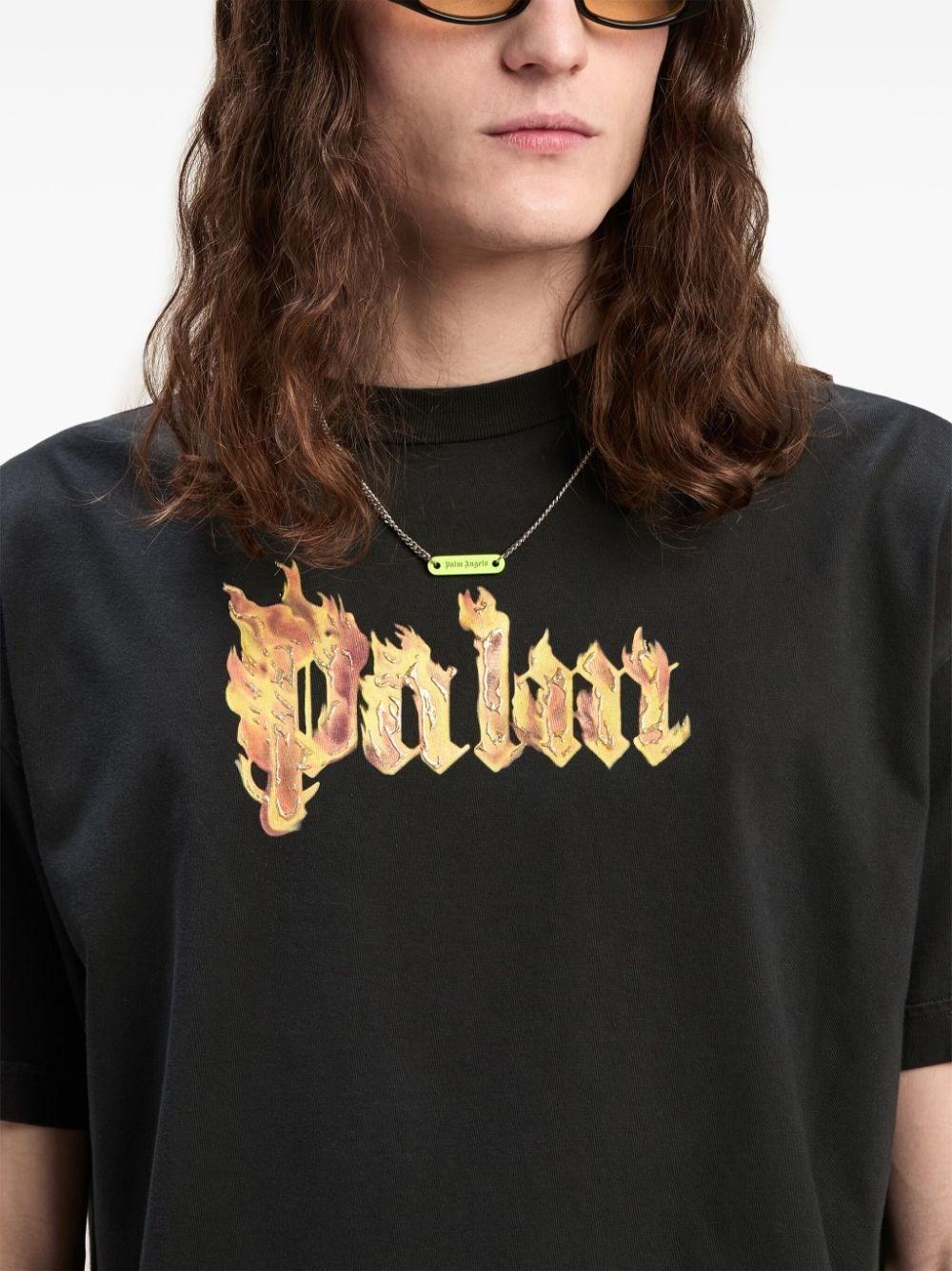 Palm angels `Burning Logo` T-Shirt Rilascio limitato