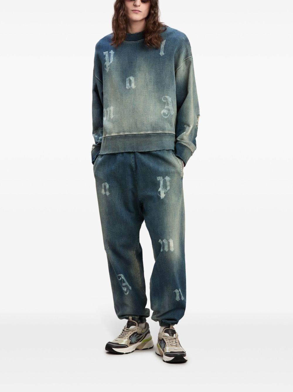 Palm angels `Logo Washed` Crew-Neck Sweatshirt In Linea