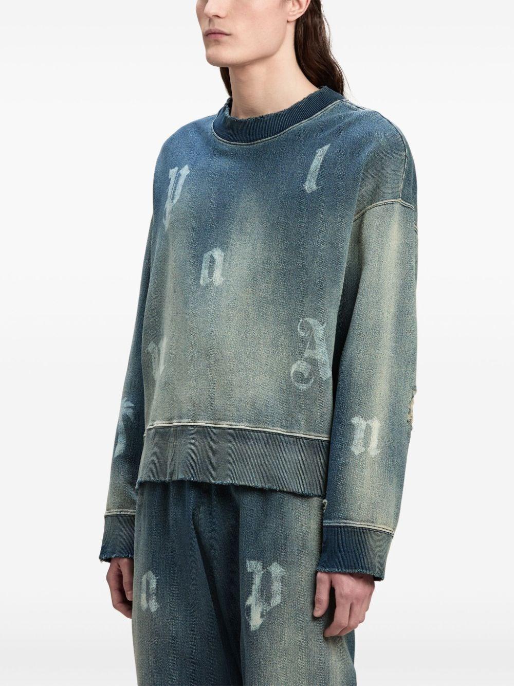 Palm angels `Logo Washed` Crew-Neck Sweatshirt In Linea