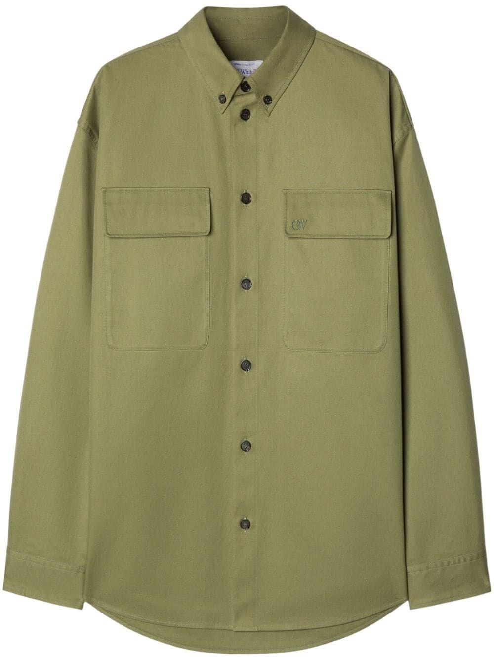 Off white `Ow Emb Cot Milit` Overshirt Fino al 60% di sconto