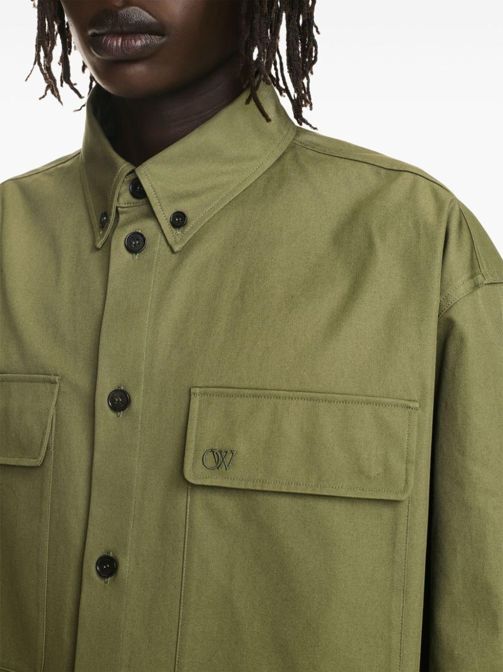 Off white `Ow Emb Cot Milit` Overshirt Fino al 60% di sconto