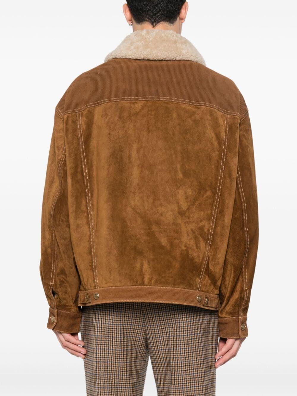 Golden goose `Journey` Leather Jacket With Corduroy Aspect Details Super sconto