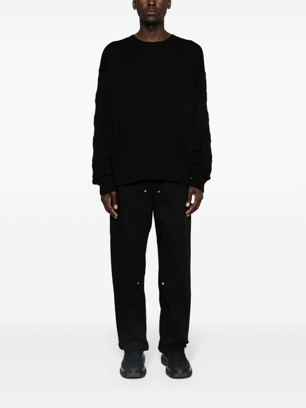 Off white `3D Diag` Knit Crew-Neck Sweater Black Friday Prezzi
