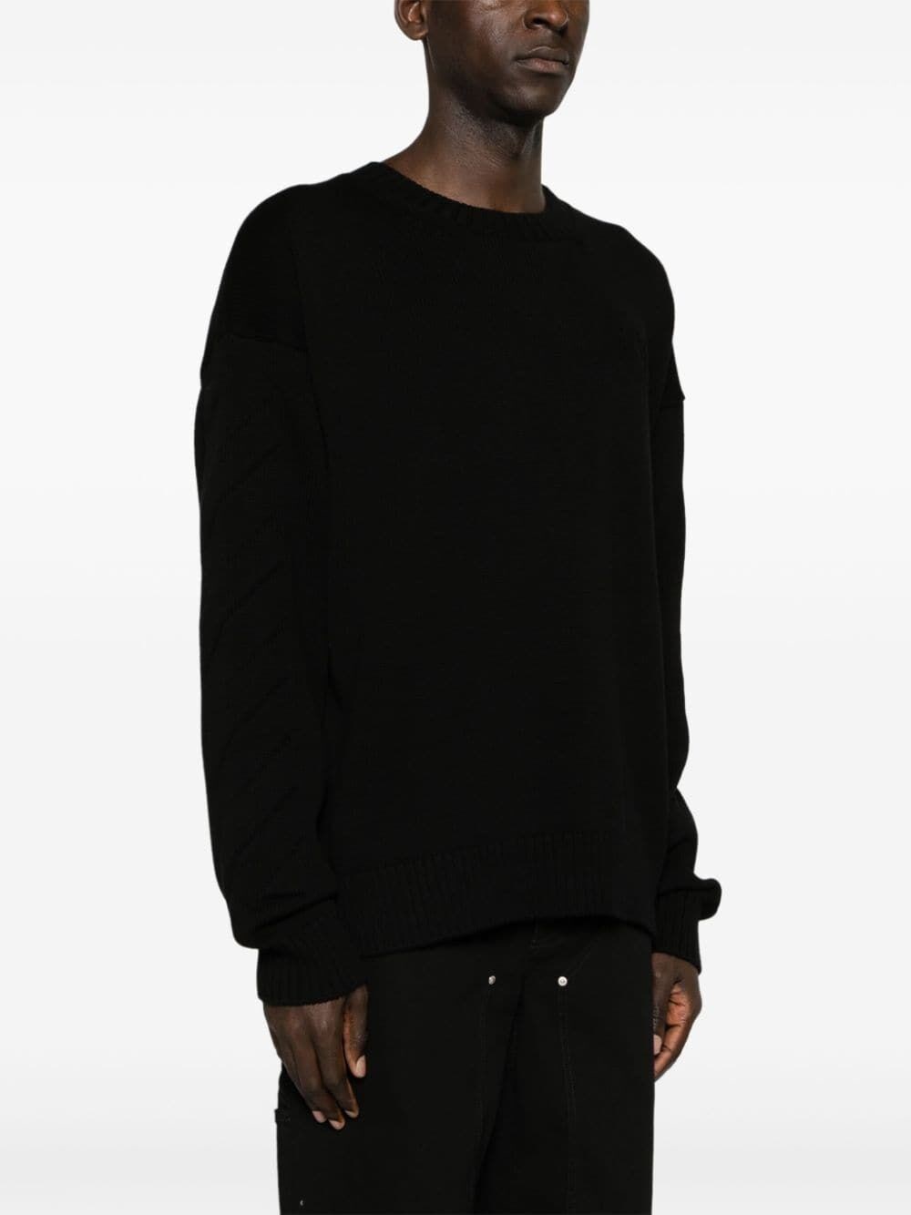 Off white `3D Diag` Knit Crew-Neck Sweater Black Friday Prezzi