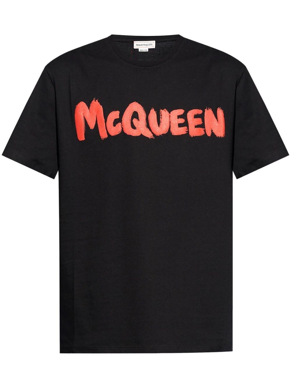 Alexander mcqueen `Graffiti` Print T-Shirt In Linea
