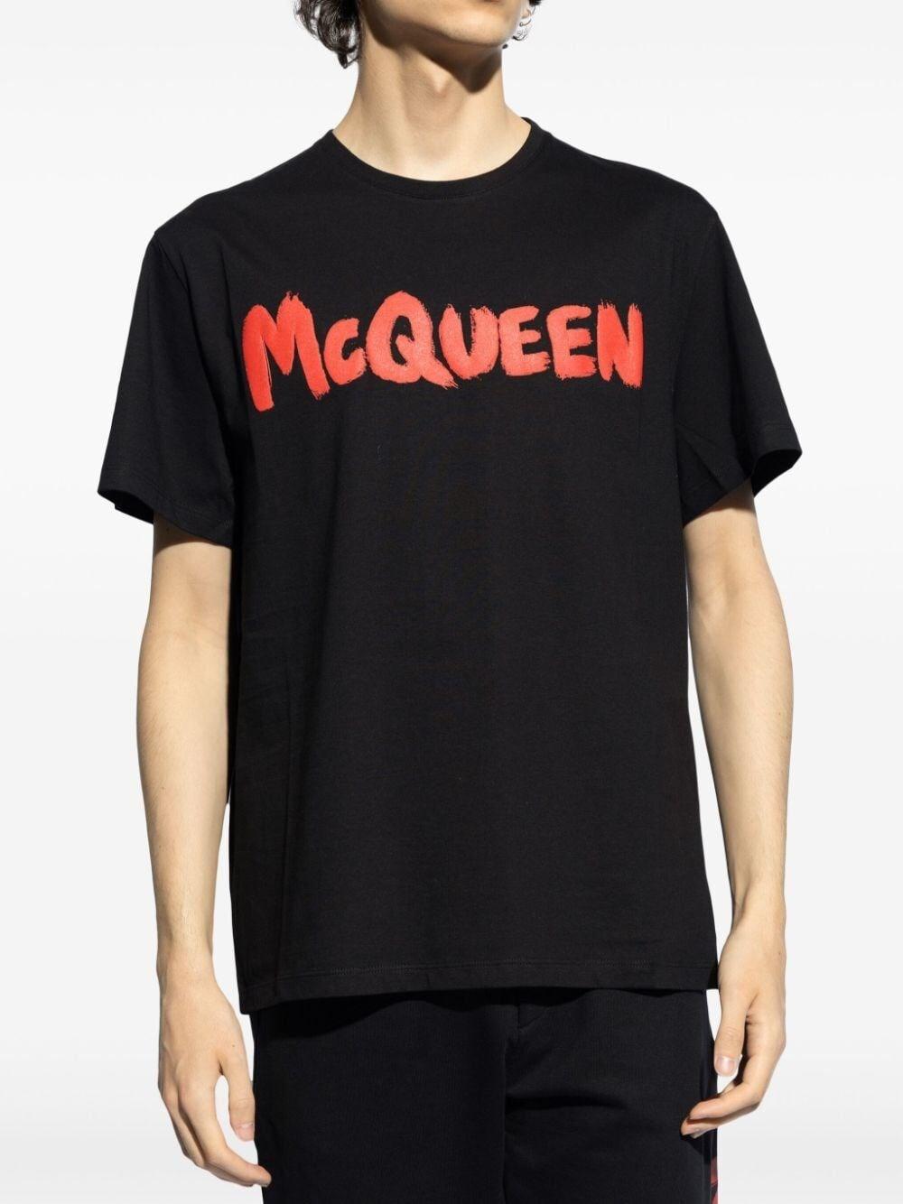 Alexander mcqueen `Graffiti` Print T-Shirt In Linea