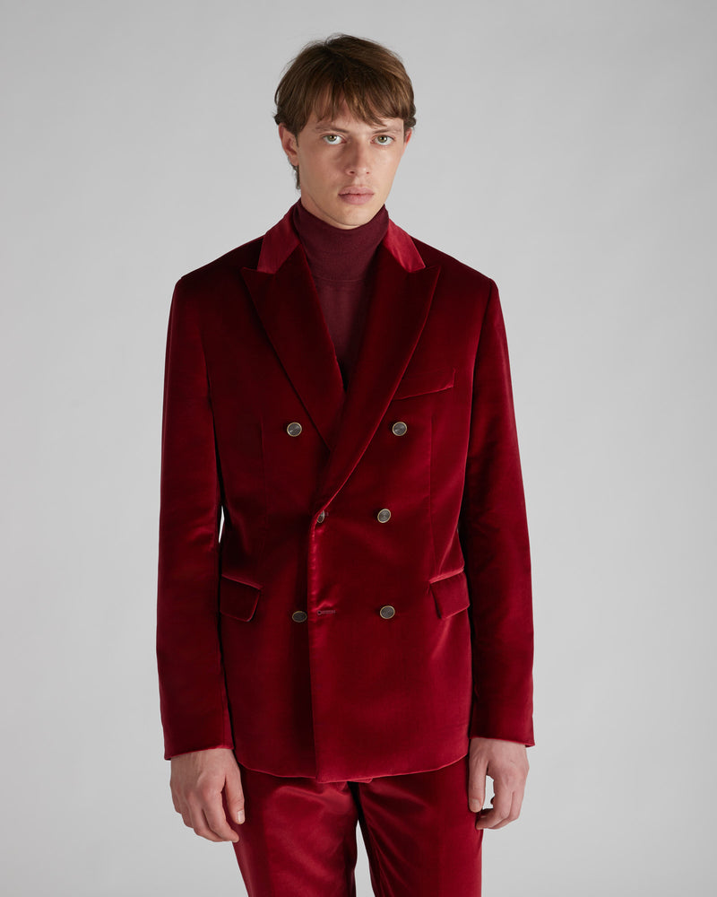 Slowear Giacca doppiopetto slim fit in velluto In Vendita