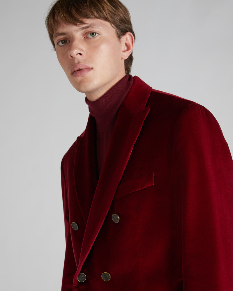 Slowear Giacca doppiopetto slim fit in velluto In Vendita
