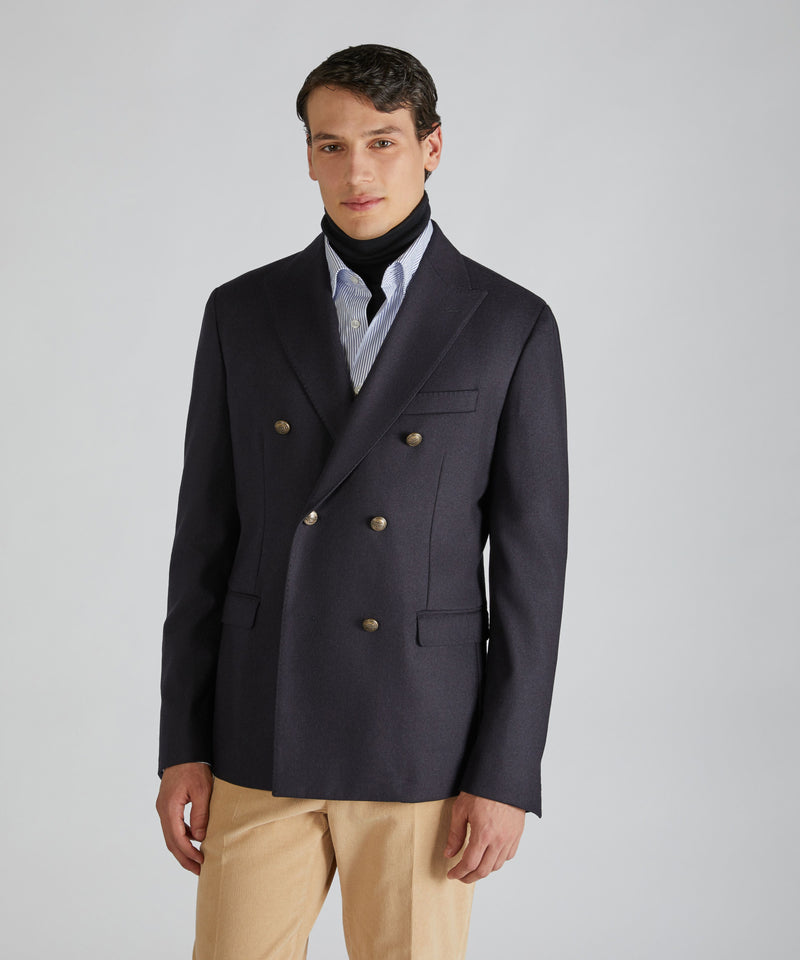 Slowear Giacca doppiopetto slim fit in flanella di lana e cashmere Hotsell