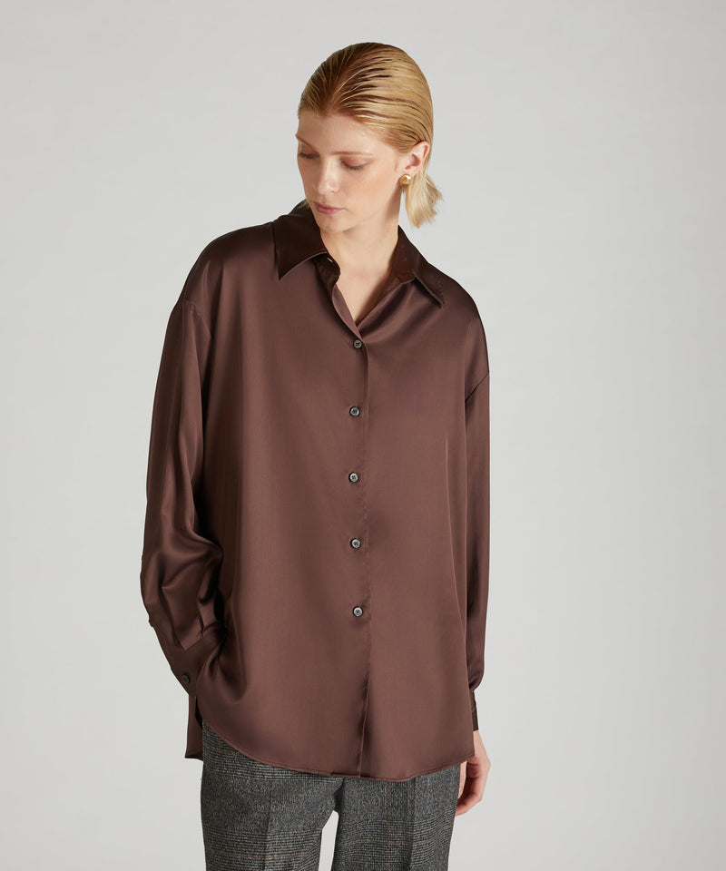 Slowear Camicia wide fit in raso Italy