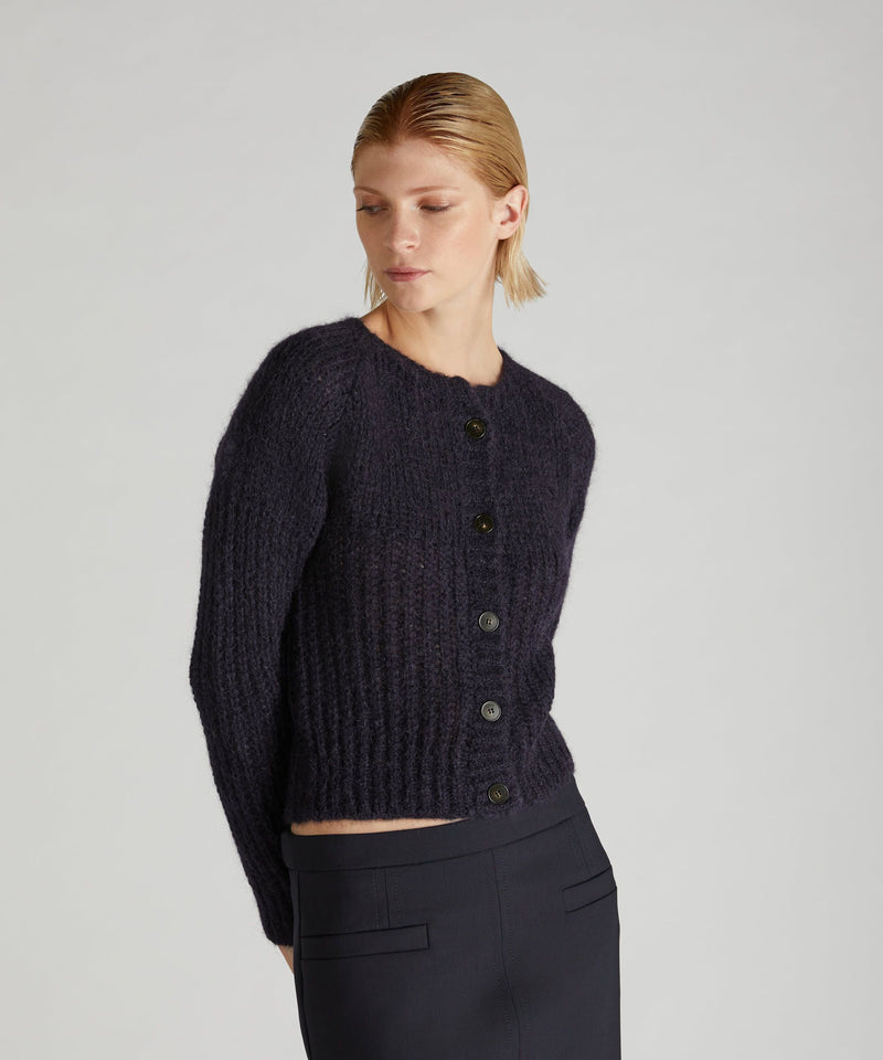 Slowear Cardigan slim fit in Mohair e Alpaca Sottocosto