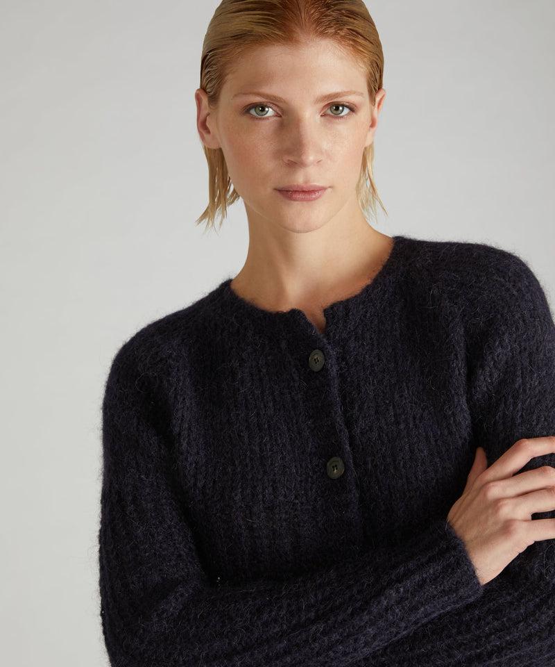 Slowear Cardigan slim fit in Mohair e Alpaca Sottocosto