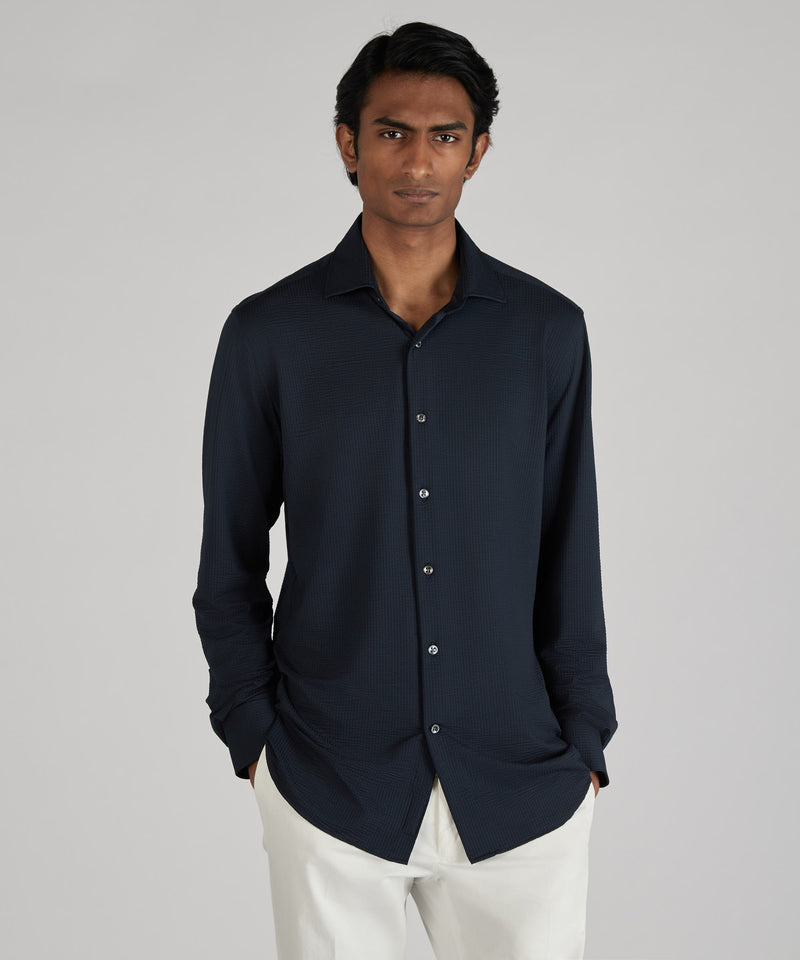 Slowear Camicia slim fit wash & wear in jersey tecnico Fino Al -60%