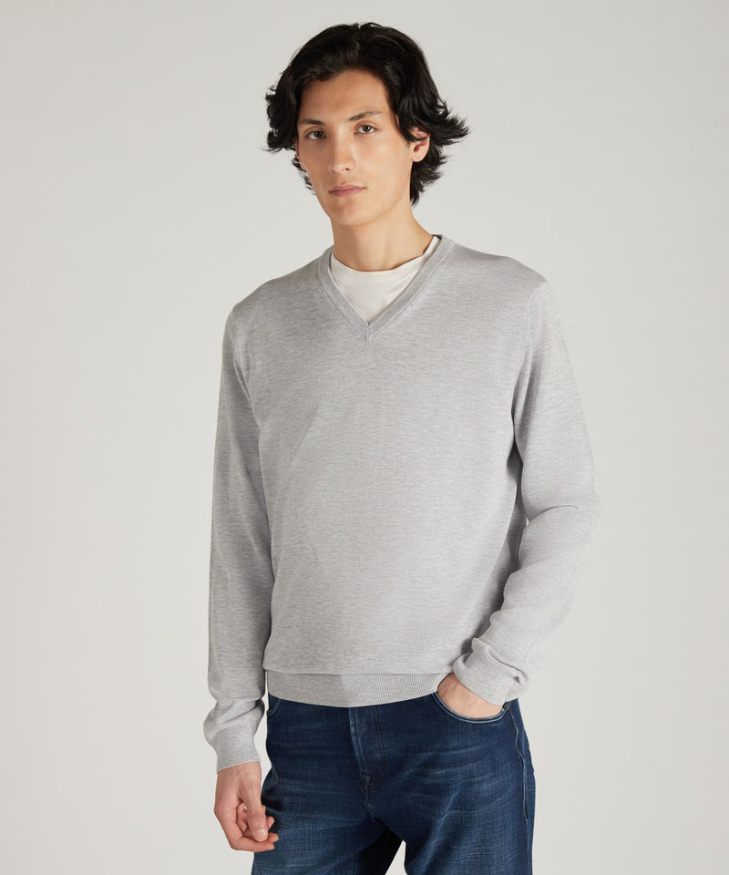 Slowear Maglia con scollo a V in cotone crêpe certificato Offerta Pasqua