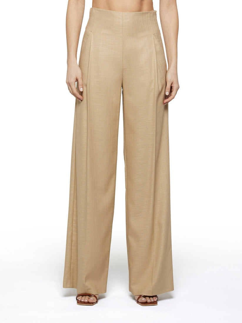 Space Simona Corsellini Pantalone ampio con tasche oblique in tramato luxury Consegna Veloce